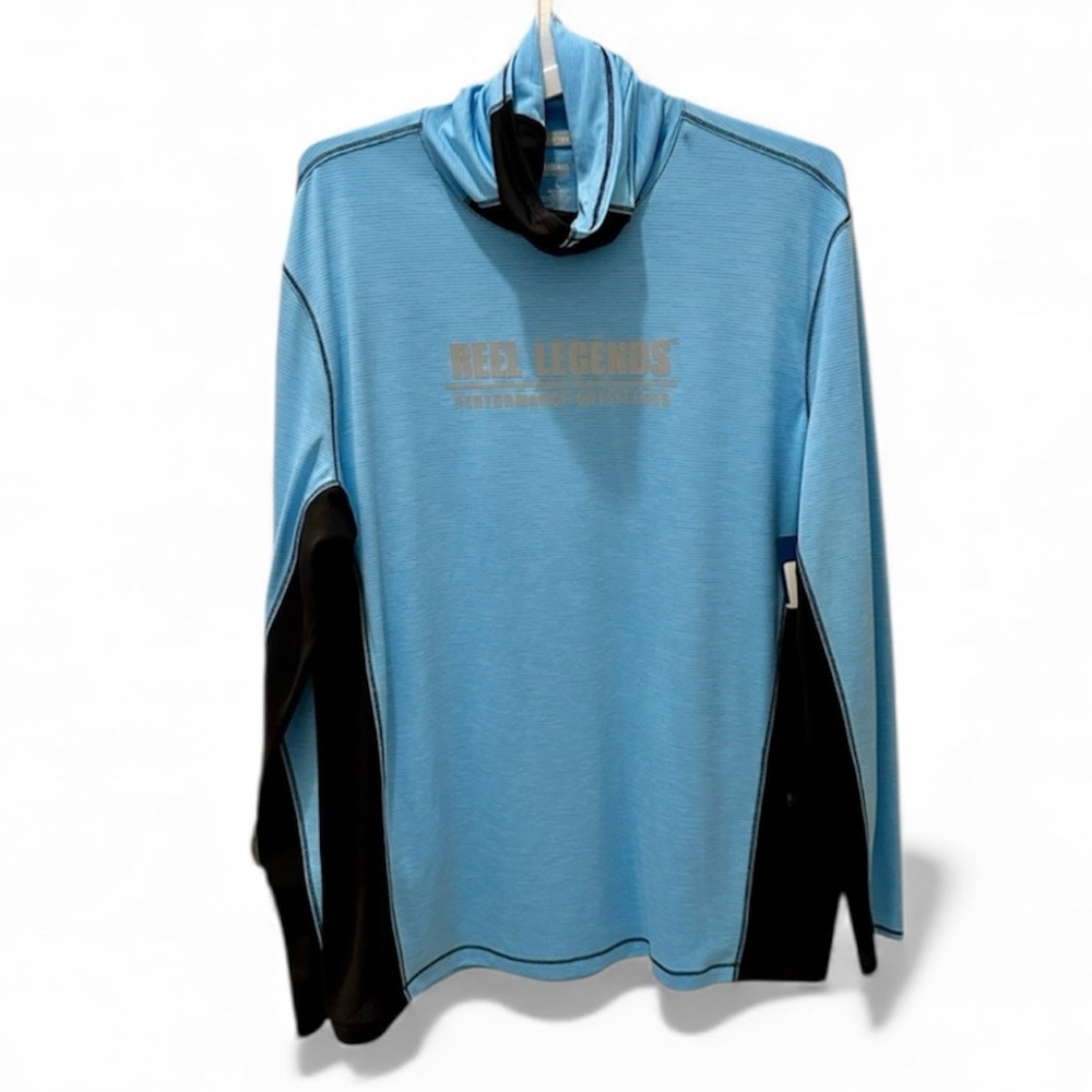Reel Legends Performance Outfitter Men's Reel-Tec neck shirt blue Large New